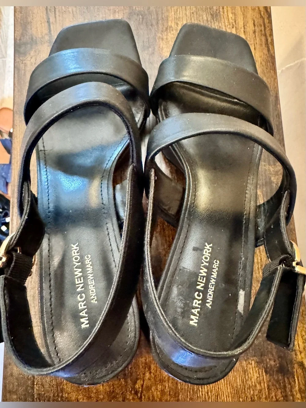 Andrew Marc, SERENA Black Platform Block Heel Sandals - Womens Sz 8.5